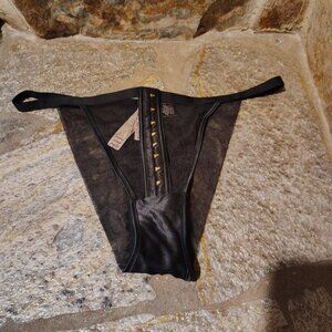 Victoria's Secret Very Sexy Brazilian Velvet Trim Black Panties Size XL